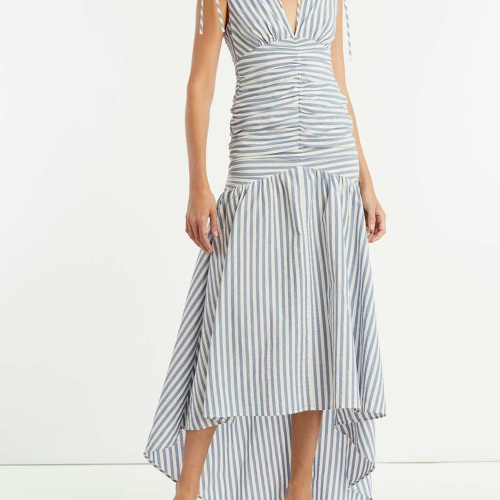 Striped Blue and White Maxi Dress